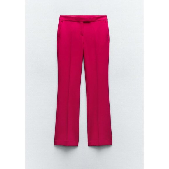 NWT ZARA FLARE CROP TROUSERS PANTS FUCHSIA PINK Size Medium - Picture 1 of 6